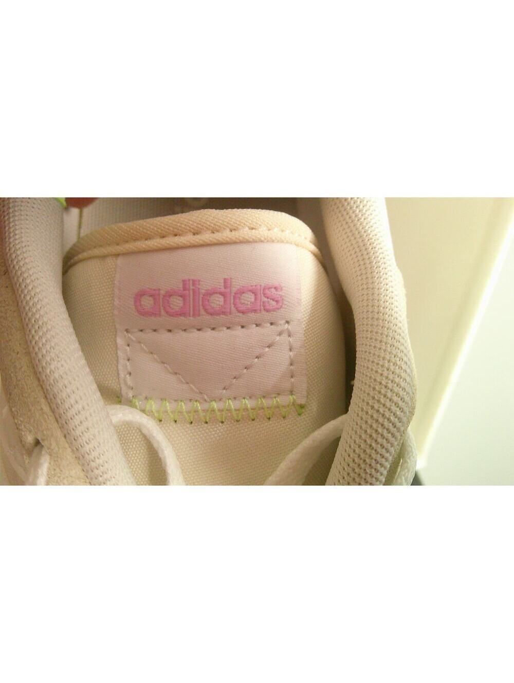 Adidas Off-White Beige Sneakers Women's 11 - Neon Accents - Picture 7 of 9